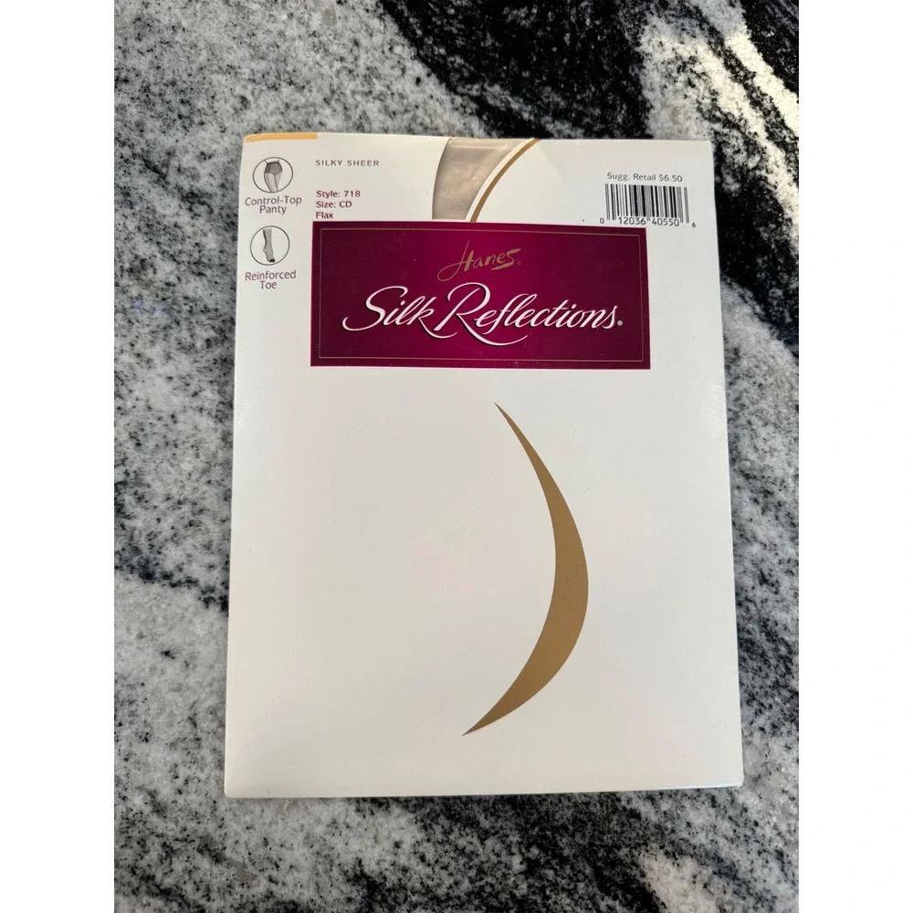 Hanes Silk Reflections Silky Sheer Control Top Pantyhose‎ Style 718 Size CD Flax